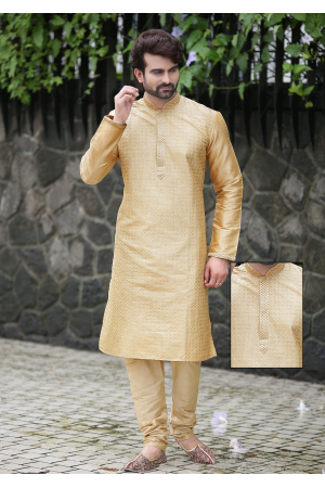 Gold Color Silk Kurta Set